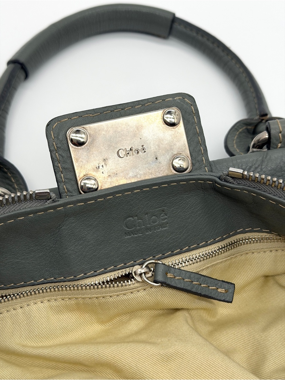 Chloe Paddington Gray Calfskin Leather Shoulder Bag - Picture 9 of 10